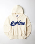 Cream rope stitched hoodie with made2eat stitched across the chest. Made from 420 GSM French terry