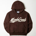 Brown rope stitched hoodie with made2eat stitched across the chest. Made from 420 GSM French terry